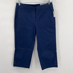 Talbots Pedal Pusher Length Slim-Leg Sits At Waist Navy Blue Capri Pants 8 NWT